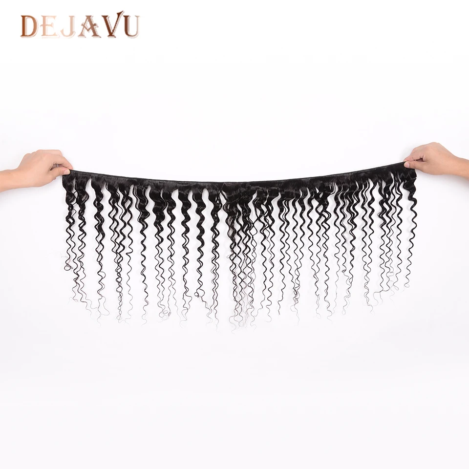 Dejavu Hair Deep Wave Brazilian Non Remy Human 4 Bundles With Lace Closure Free Part Extension | Шиньоны и парики