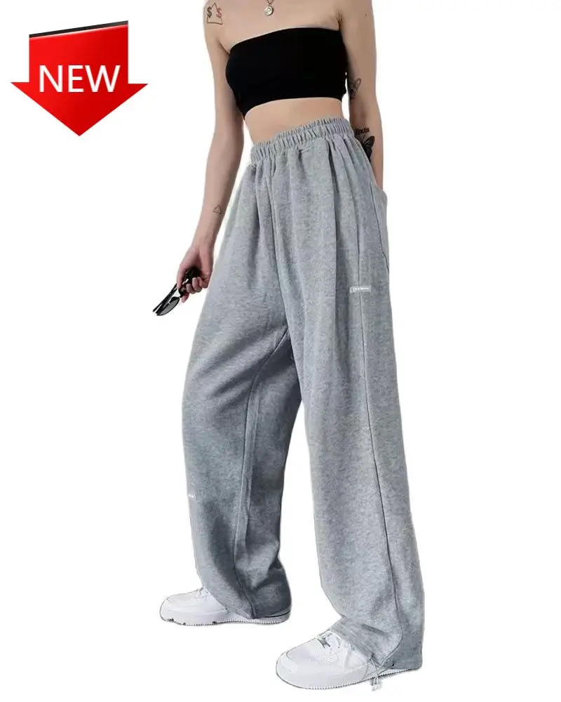 

Baggy Korean Fashion Joggers Training Wide Sports Pants Trousers Female Gray Jogging Sweatpants Women