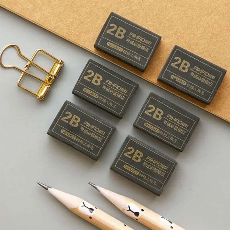 2B Pencils Eraser Sketch Drawing Rubber Pencil Cube Office Erasers for School Student Kids Art Painting Correction Supply | Канцтовары