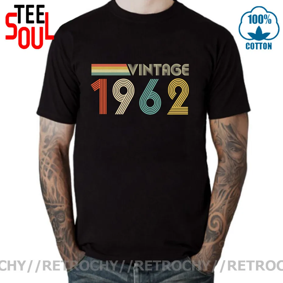 

Ретро футболка Retrochy в винтажном стиле 1962, футболка на 59th день рождения, футболка для новорожденных в 1962 году, футболка для клуба 59 лет, Мужская брендовая одежда 60-х годов