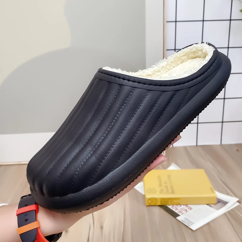 

Winter Slippers Warm Non-Slip Men Shoes Waterproof Women Slippers EVA Home Soft Couples Plush Cotton Indoor Out Home Slippers