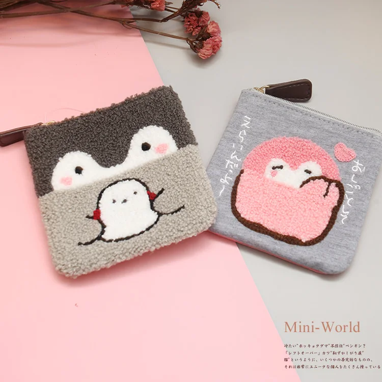 Cute Penguin Plush Mini Wallet Soft Positive Energy Penguin Plush Coin Purse Girls Lovers Valentine's Gifts