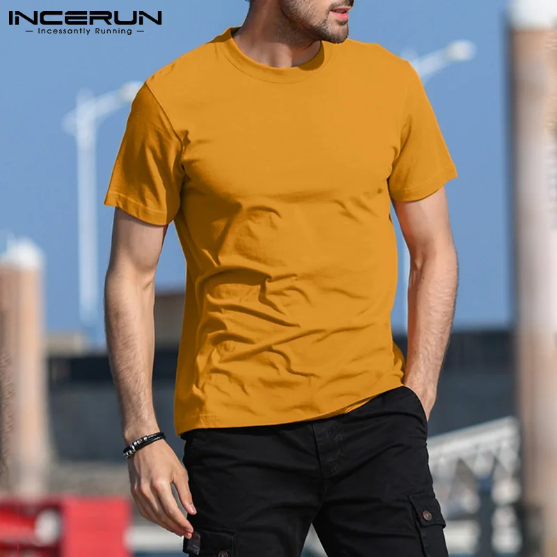 

Футболка мужская с круглым вырезом, Повседневная Базовая рубашка с короткими рукавами, однотонная дышащая, в уличном стиле, лето 2021