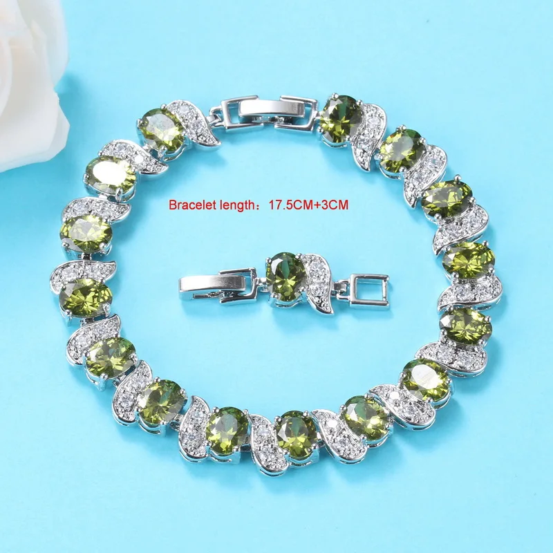 Уникальные Ювелирные наборы из серебра 925 пробы с оливковым и зеленым кубическим