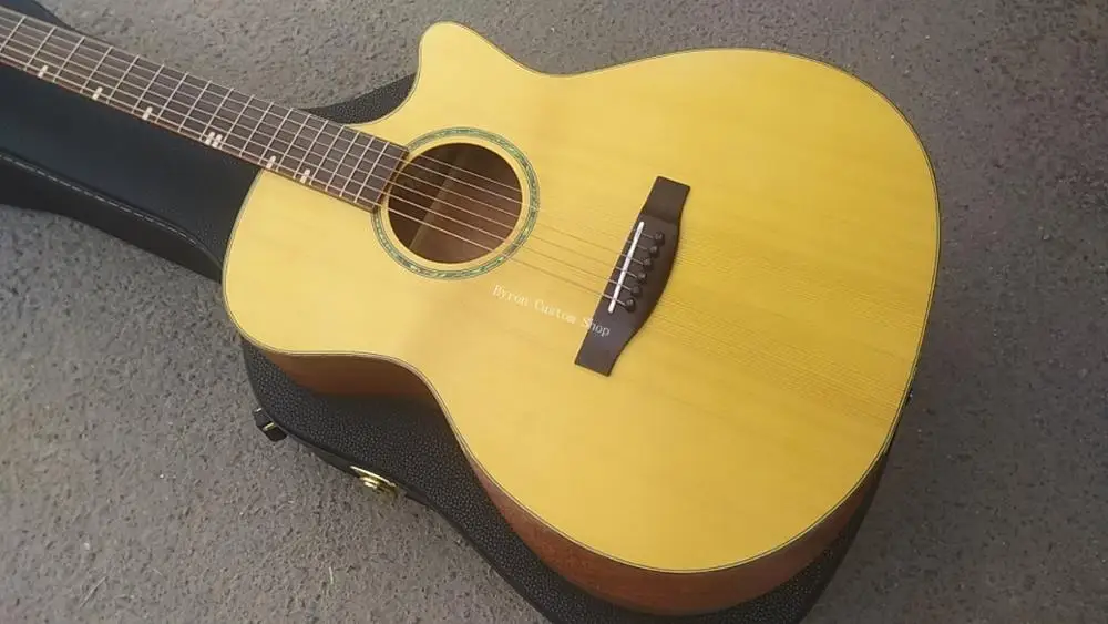 

free shipping solid wood top 40 inches cutaway guitar stock clearance Guitarra,handmade on sale customize guitar