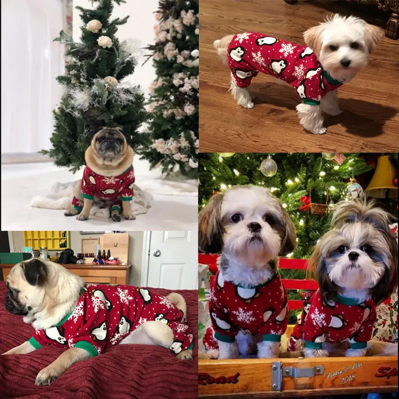 Пижама для собак одежда снеговик снежинка Рождественская Одежда пижама мягкий