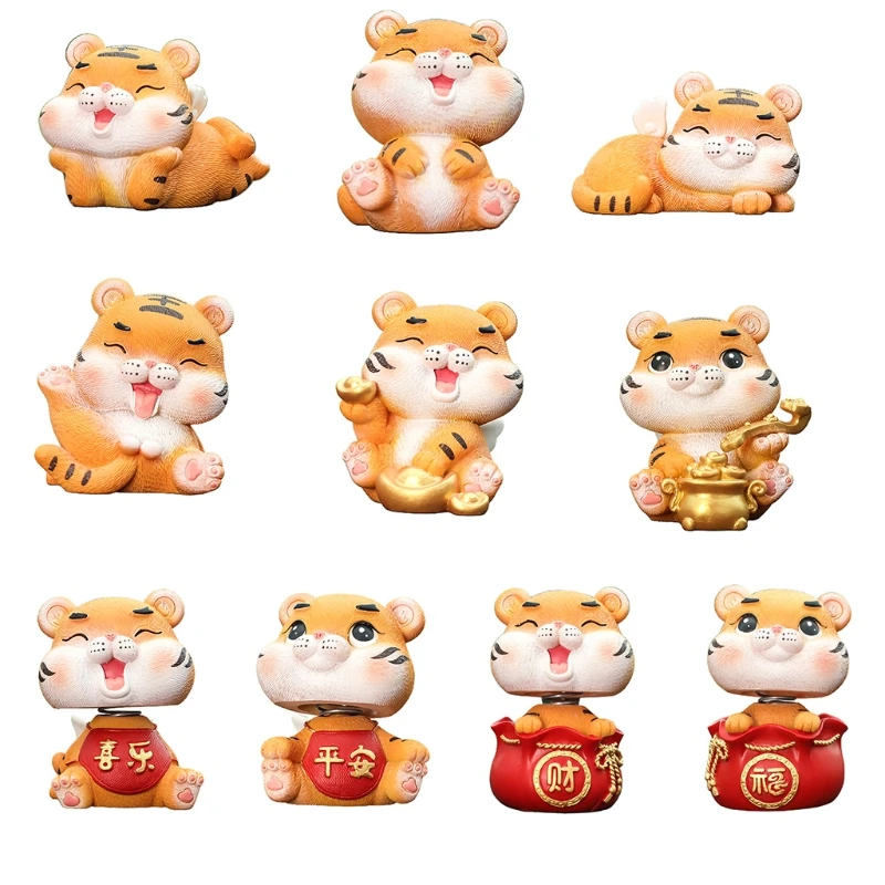 Miniature Tiger Figurine Mini Resin Statue Ornament Blessing Doll Decor for Home Garden Farmhouse Courtyard Car N12 21 | Дом и сад