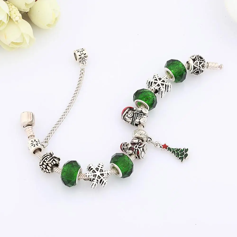 Прямая поставка новый зеленый браслет с подвеской в виде рождественской елки
