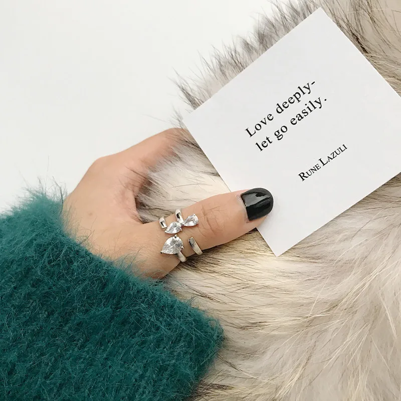 

Южная Корея, серия han, S925 серебро, звезда, контрастный модный стиль с тремя кольцами из циркония, горчица