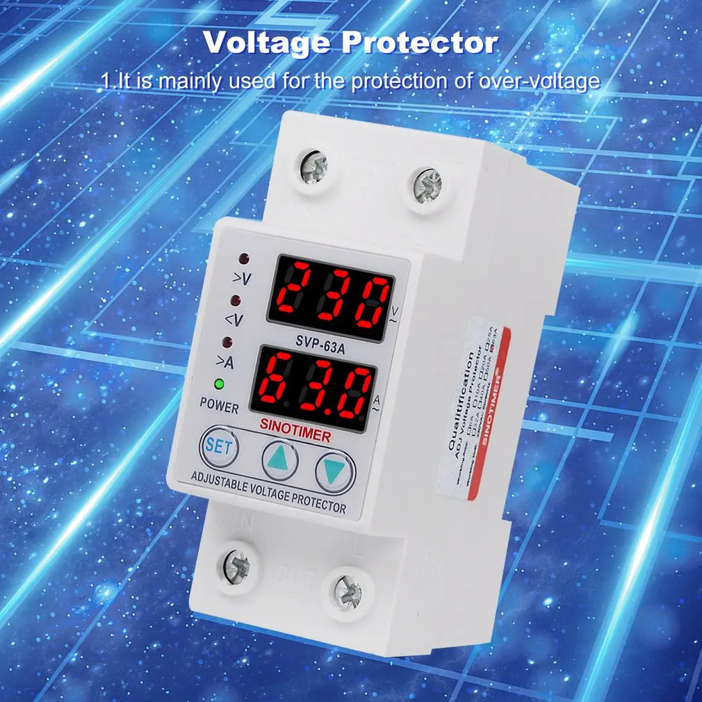 SINOTIMER SVP-63A защита напряжения 230V 63A Регулируемый автоматический релейный