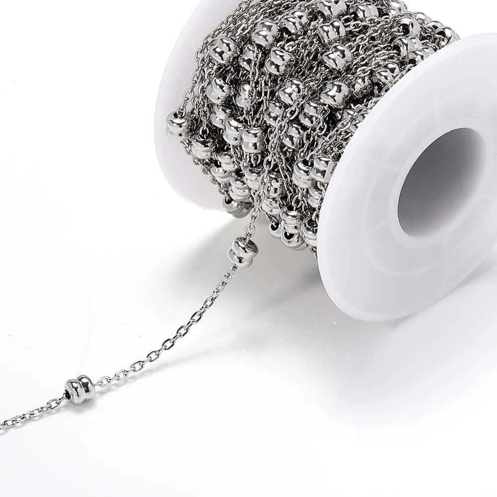 

1meter 2mm Stainless Steel Beading Chain 5mm Beads Necklace Chain Handmade Bracelet Basic Accessories For DIY Jewelry Making