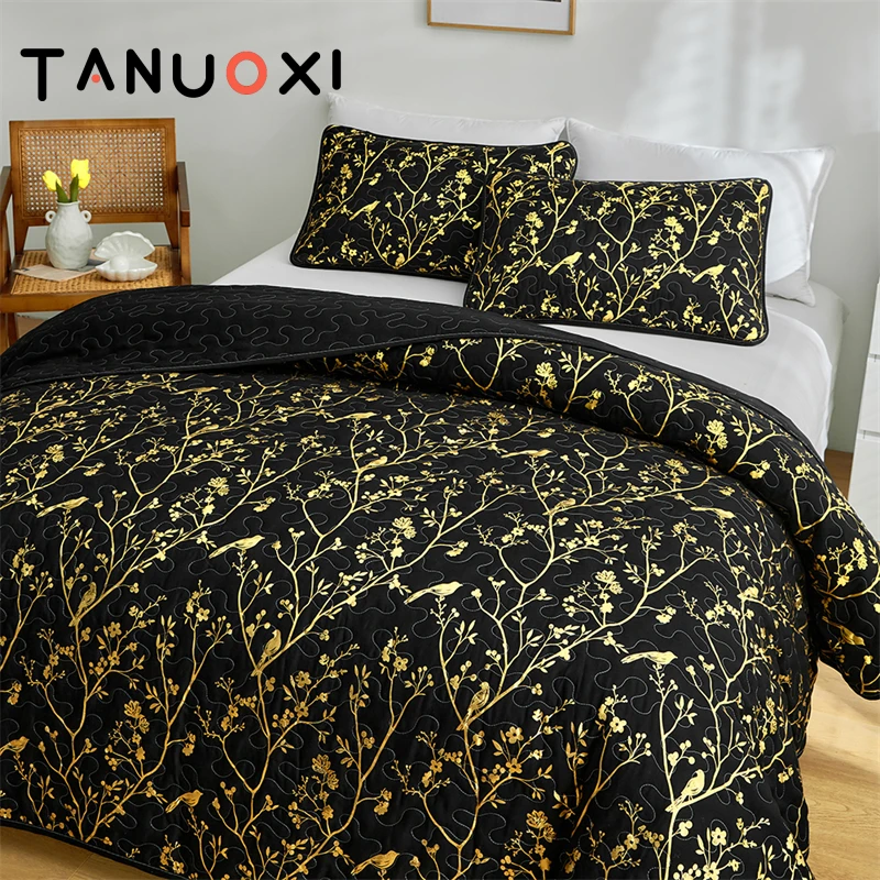 

Nordic Style Bedding Set Gilding Printing Cotton Quilted Quilt Pillowcases Duvet Cover For Home Light Comfortable (No Bed Sheet)