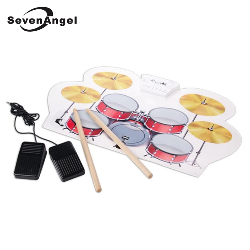USB барабанный набор PC Настольный ручной скручивающийся электронный коврик