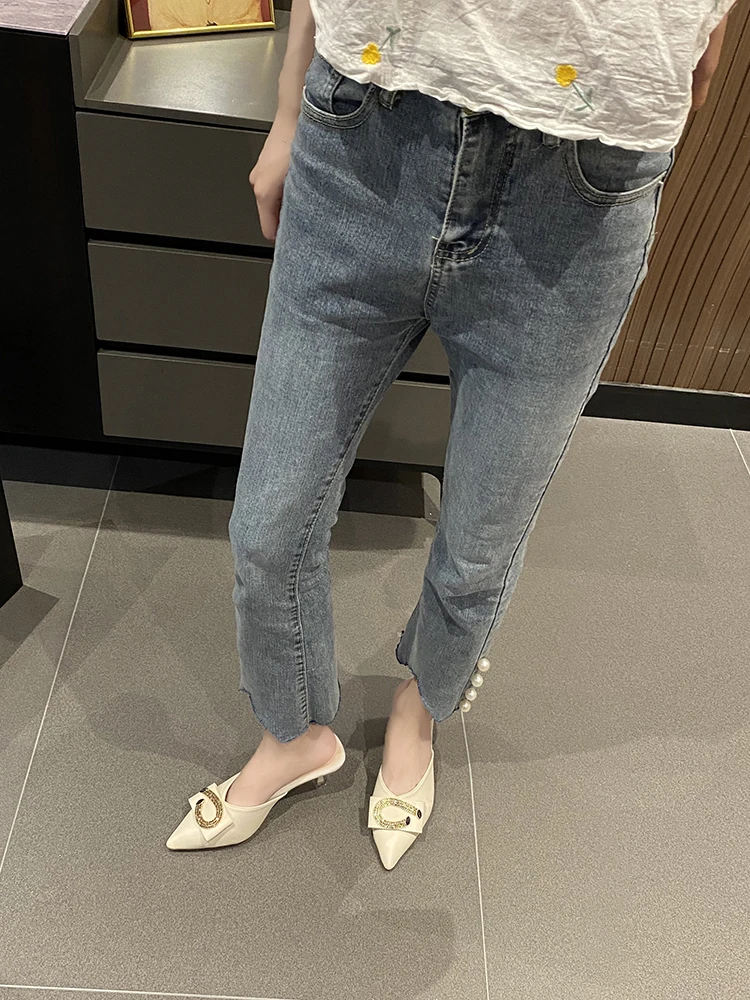 

Shoes Woman's Slippers Luxury Slides Rivet Jelly Flip Flops Med Cover Toe Heeled Mules 2021 Designer Glitter High Thin Buckle St