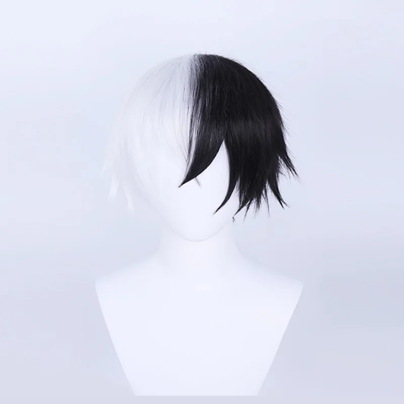 Парик Danganronpa Косплей Монокума высокого качества короткие белые черные