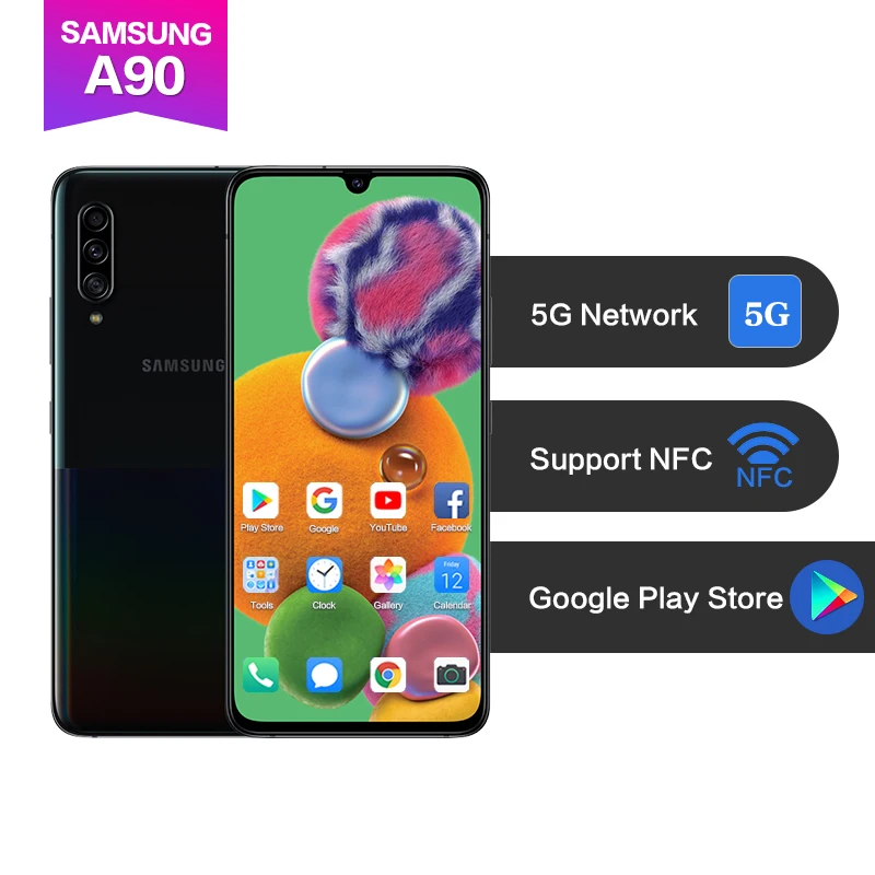 Samsung Galaxy A90 5G версия 6 7 &quotSuper AMOLED 8x zoom Поддержка NFC Google Playstore Snapdragon 855 4500 мАч 48MP