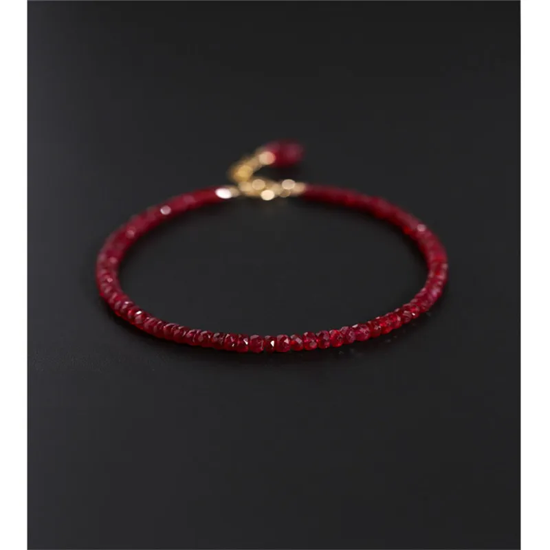 DMBS230 граненый рубиновый браслет женский день подлинный поран желтый 18K с