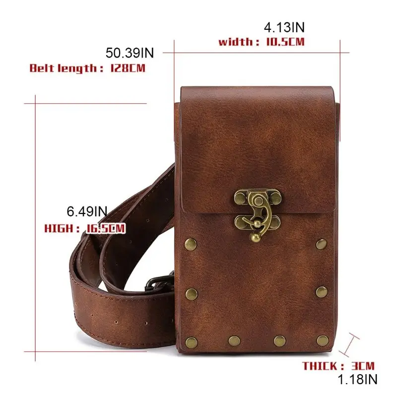 

066F Steampunk Hiking Waist Bag Women's Multifunction Fashion Trumpet Postman Messenger Men Belt Bags Mobile Phone Pouch Outdoor