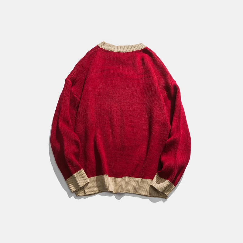 Мужские свитера ретро рисунок на рождественскую тематику акрил оверсайз хип хоп