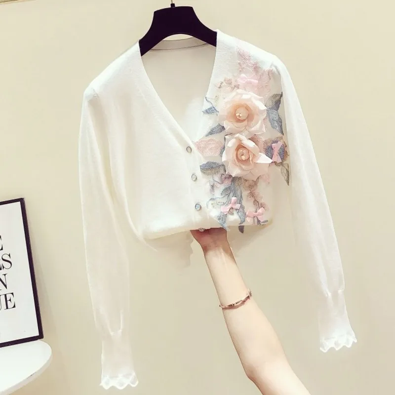 Новинка весна-осень 2020 вязаный кардиган ручной работы в Корейском стиле с