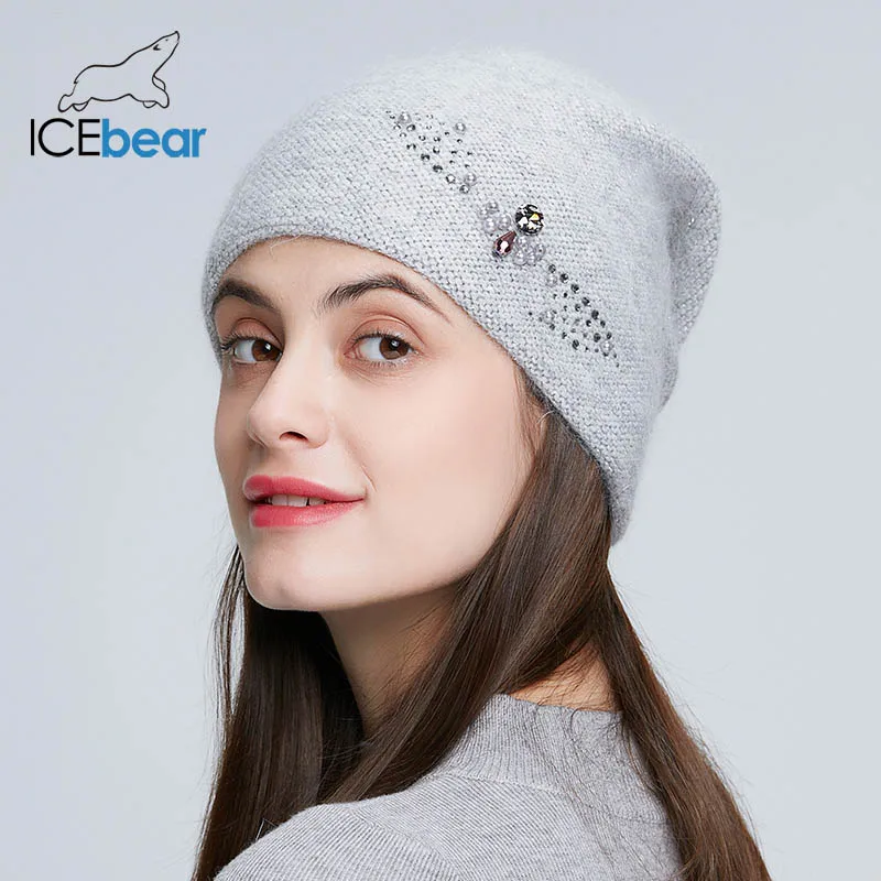 ICEbear Зимние трикотажные шапки для женщин Россия повседневные шапочки Ангорский