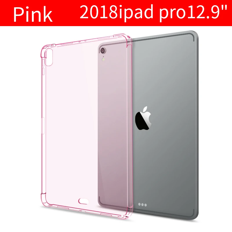 Чехол для iPad Pro 12," 11" 4 угловой противоударный прозрачный чехол тонкий силиконовый мягкий ТПУ чехол для планшета funda coque - Цвет: pro12.9-Pink