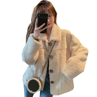 2021 new womens autumn jacket lamb wool winter wool coat new loose long sleeve short korean clothes fashion casual outerwear