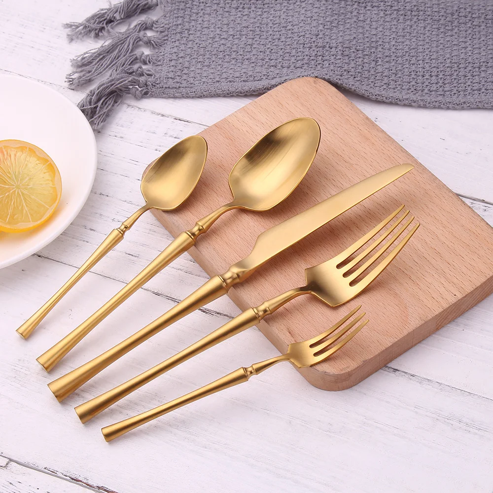 

Iyeafey Gold Cutlery Set 18/10 Stainless Steel Golden Knives Forks Spoons Cutlery Sets Kitchen Tableware Gold Dinnerware Sets