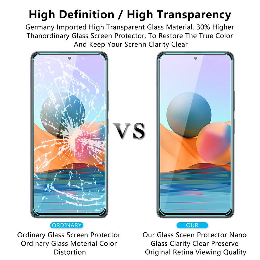 2pcs for readmi note 10 pro glass tempered glasses for xiaomi redmi note 10 note10 pro glas anti-scratch screen protectors film
