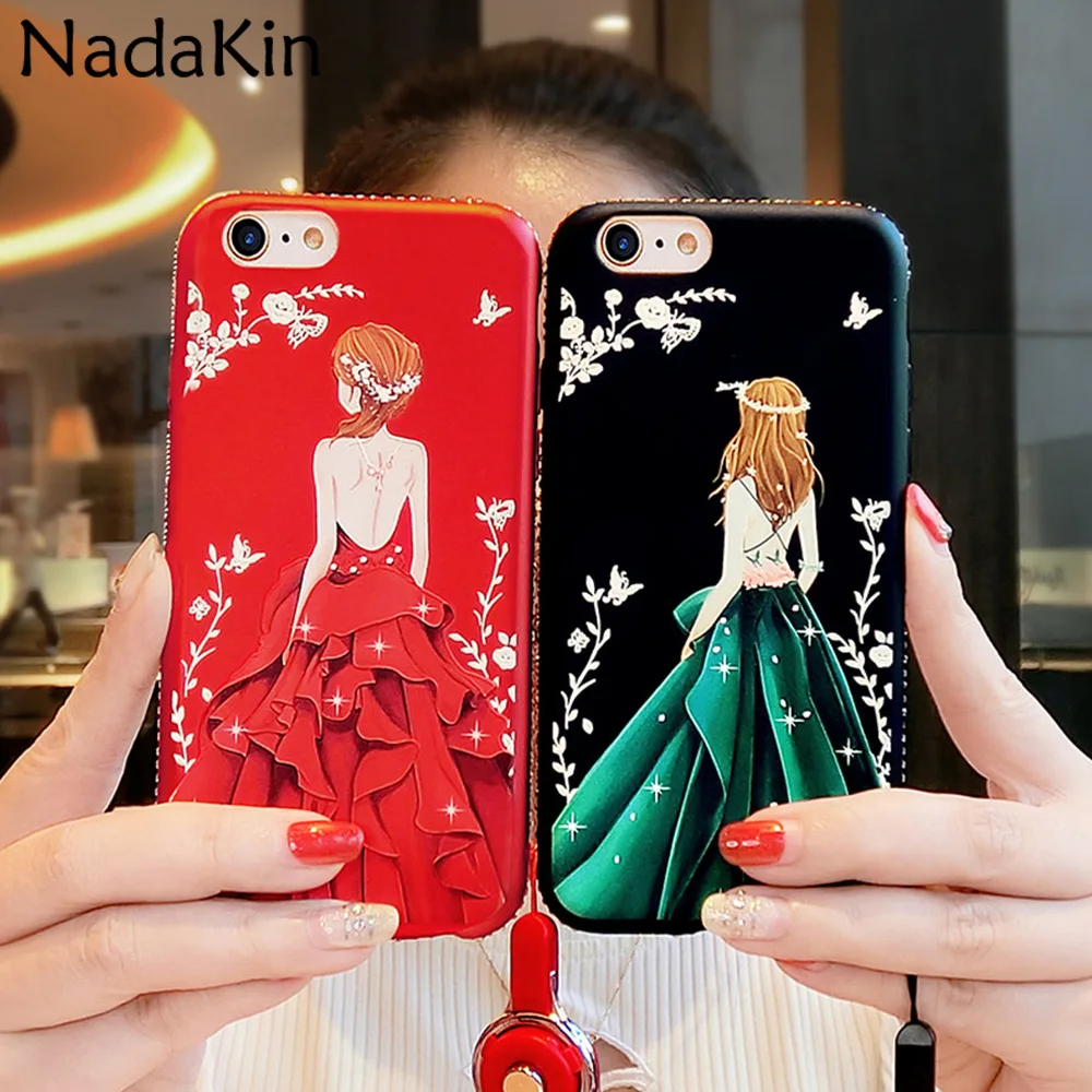 Раскрашенный чехол с блестками и стразами для IPhone X XS MAX XR 6 6S 7 8 Plus 5 5S SE роскошный