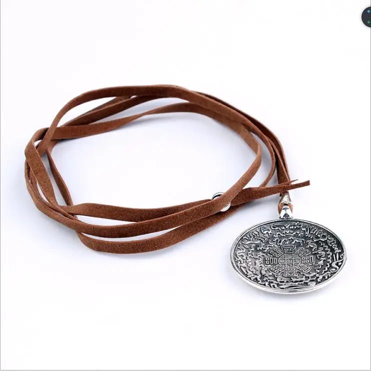 JNA0372G Женское Ожерелье из коричневой кожи, аксессуары для ювелирных изделий, женское кожаное ожерелье, женское национальное ожерелье - Окраска металла: JNA0372G