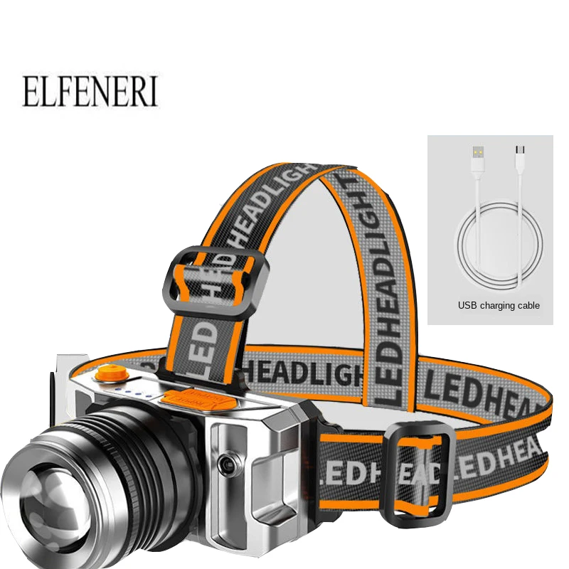 LED Rechargeable Headlight Strong Light Long-distance Waterproof Super Bright Head-mounted Night Fishing Outdoor Miner's Lamp