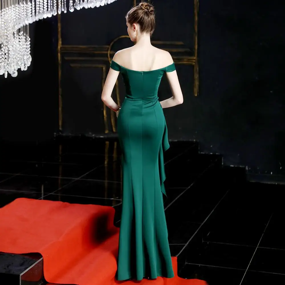 

SLADUO M2019 New Autumn Women Elegant Strapsless Long Mermaid Dress Sexy Slit Celebrity Evening Runway Party Dress