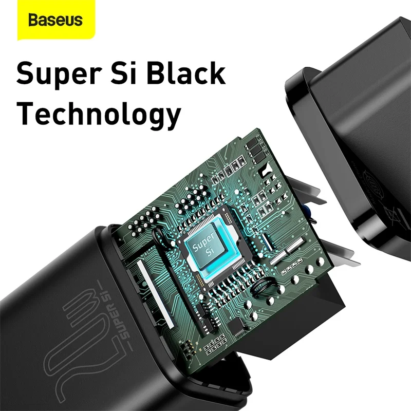 Baseus-cargador USB tipo C para m&oacute;vil, dispositivo de carga r&aacute;pida QC3.0, compatible con iPhone 12 Pro Max, 20W, PD Super Si-5