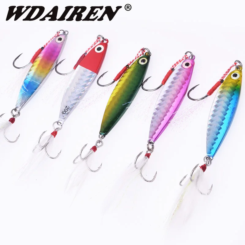WDAIREN Jig Light Metal Bait Wobbler Spinners Spoon Fishing Lure 7g 10g 15g 20g Winter Sea Ice Minnow Squid Bass Pike Tackle
