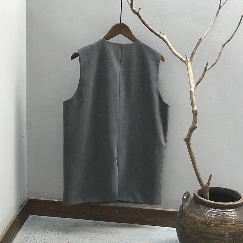 

2021 Spring New Vest Female Korean Mid Long Solid Single button Waistcoat C103
