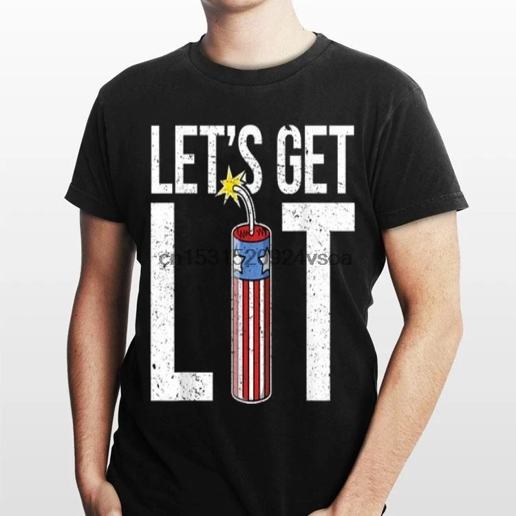 Футболка с изображением фейерверка флага США 4 июля|Мужские футболки| |