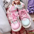 Женские кроссовки в стиле Лолиты, милые, розовые, спортивные, с высоким берцем, на белой платформе, для бега, для колледжа, 2021