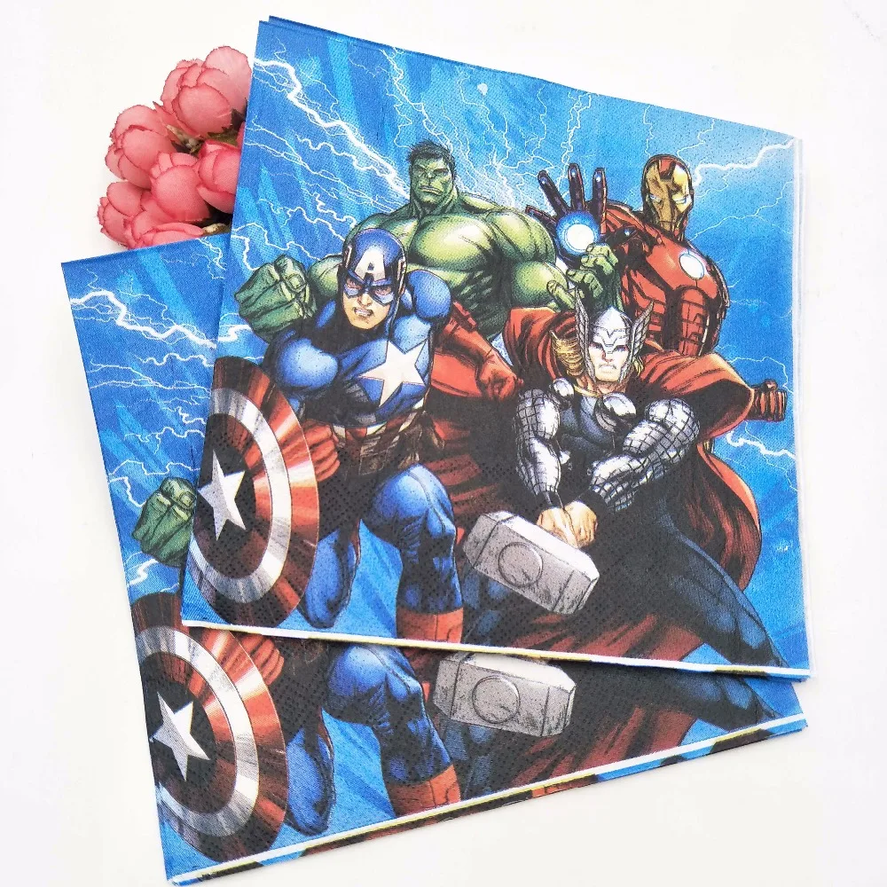 20 шт./компл. Мстители Бумага салфетка мультфильм вечерние для детей подарок на