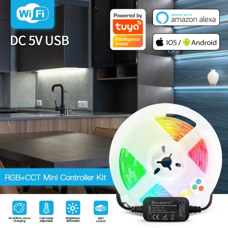 

Светодиодная лента с USB-разъемом для телевизора, гибкая лампа с поддержкой Wi-Fi для подсветки экрана телевизора, умная электроника с поддержк...