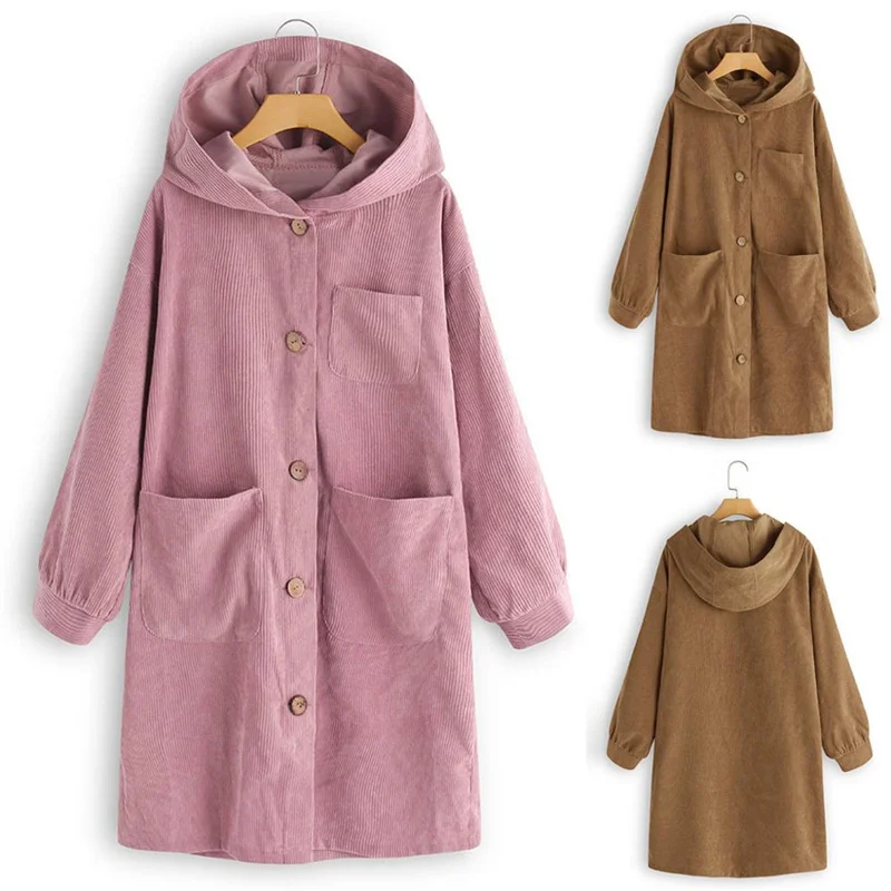 

2022 Trench Coat Casual Fashion Patch Pocket Winter Jacket Female Cloak Coat Warm