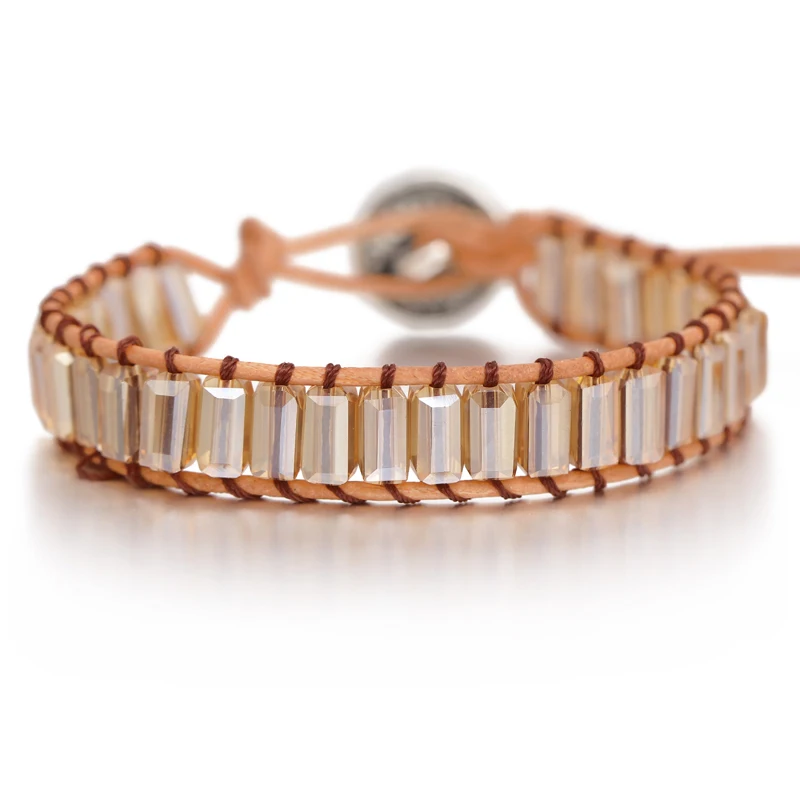 SL1659 Chakra Bracelet Jewelry Handmade Multi Color Natural Stone Tube Beads Leather Wrap Bracelet Couples Bracelets Creative Gifts - Окраска металла: SL1659