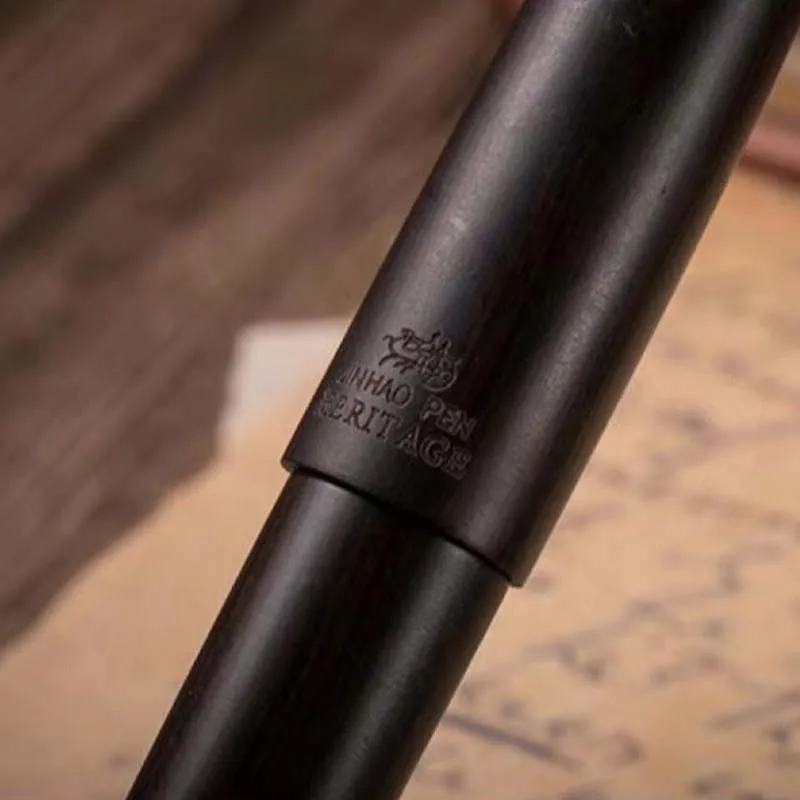 Ручка перьевая JinHao 9056 деревянная черная серая