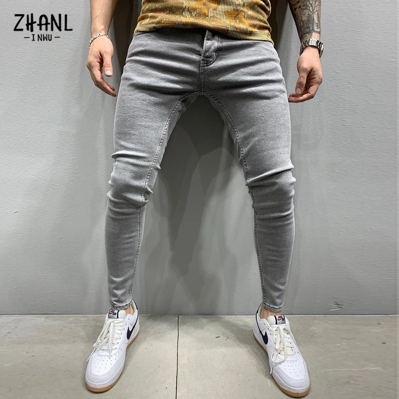 New Black Stretch Skinny Men Jeans Casual Trousers Fashion Brand Clothing Slim Wrangler Pants Man Denim Pants Rigid Jeans Blue