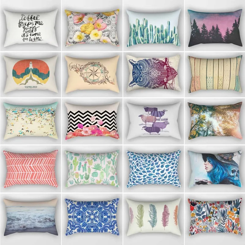 

Multi Style Flower Cactus Cushion Covers 30x50cm Rectangular Throw Pillow Case for Home Chair Sofa Decoration Square Pillowcases