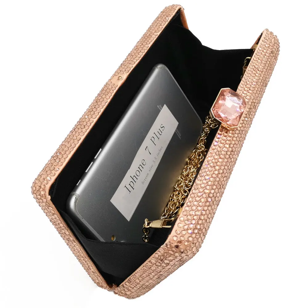 Boutique De FGG розовое золото женские вечерние сумочки клатчи со стразами Свадебная