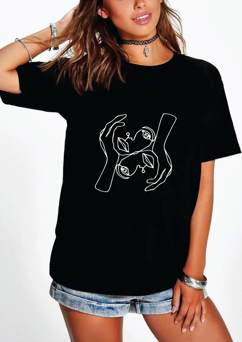 Рубашки в стиле унисекс One Line футболка с рисунком короткий рукав модные футболки