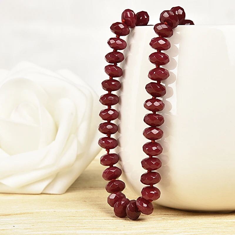 Ограненная красная яшма 5x8 мм модное ожерелье 20 дюймов ювелирные изделия ручной