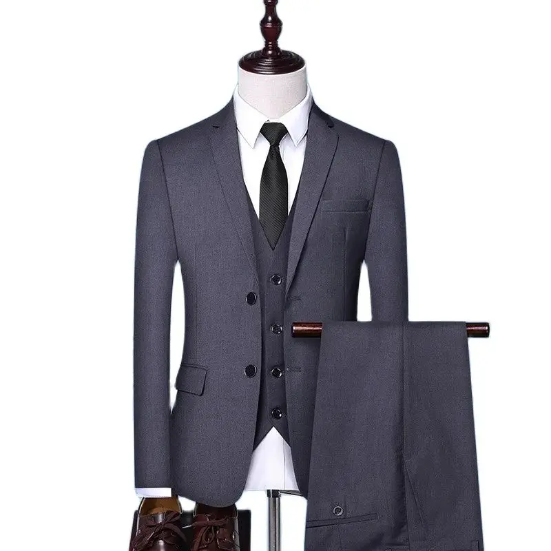 Formal negócios ternos dos homens festa de casamento 3 peça conjunto/masculino terno jaqueta calças colete vestido tapete vermelho conferência/magro ajuste blazer (0)