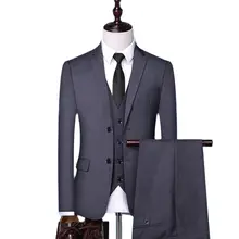 Costume d'affaires formel pour homme, ensemble 3 pièces pour fête de mariage, costume pour homme, veste, pantalon, robe, tapis rouge, conférence, Blazer Slim Fit  (2)